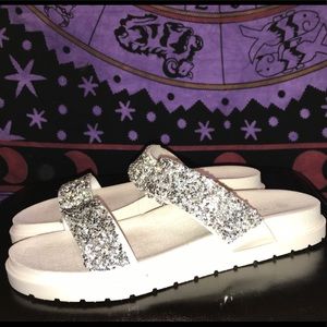 Sparkly silver sandals